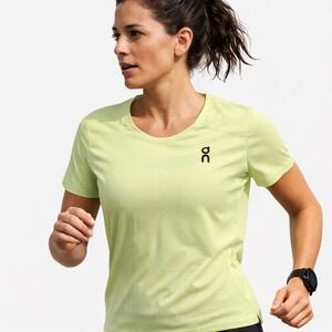 On Running Performance-T Women L Lime Green Grey Short Sleeve Technical Shirt